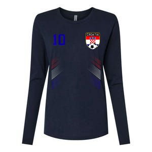 Croatia Soccer Croatian Football Retro 10 Jersey Womens Cotton Relaxed Long Sleeve T-Shirt