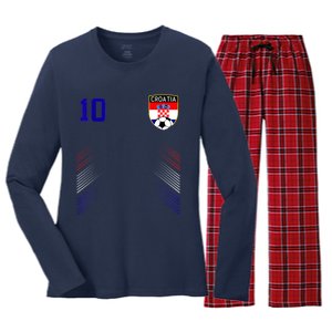 Croatia Soccer Croatian Football Retro 10 Jersey Women's Long Sleeve Flannel Pajama Set 