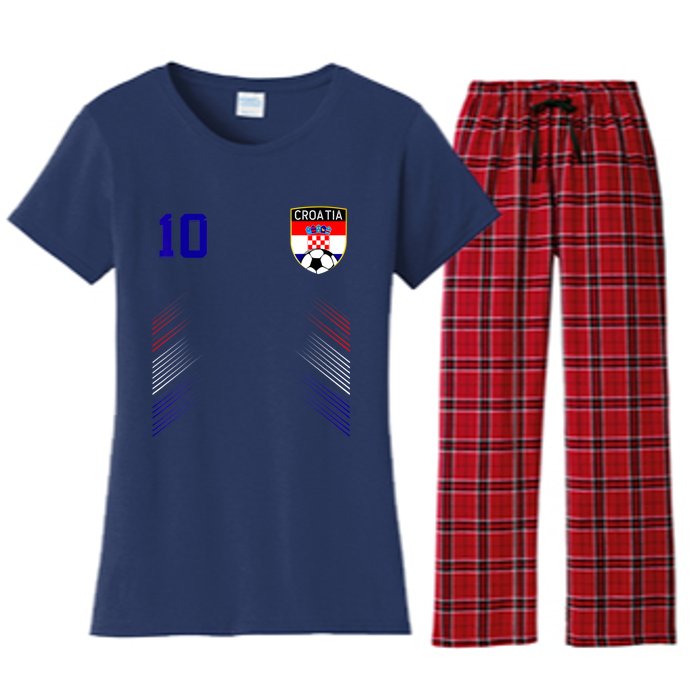 Croatia Soccer Croatian Football Retro 10 Jersey Women's Flannel Pajama Set