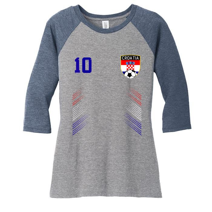 Croatia Soccer Croatian Football Retro 10 Jersey Women's Tri-Blend 3/4-Sleeve Raglan Shirt