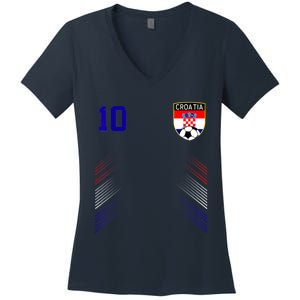 Croatia Soccer Croatian Football Retro 10 Jersey Women's V-Neck T-Shirt