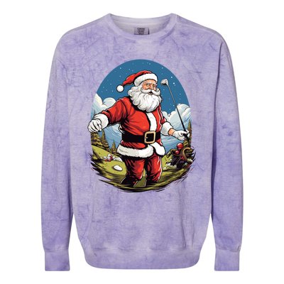 Christmas Santa Claus Golf Xmas Great Gift Colorblast Crewneck Sweatshirt