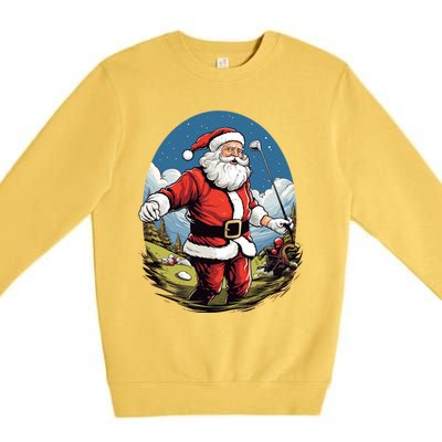 Christmas Santa Claus Golf Xmas Great Gift Premium Crewneck Sweatshirt