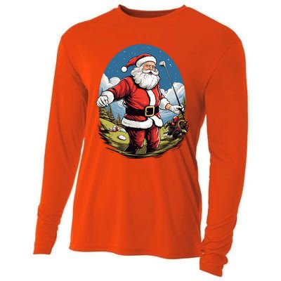 Christmas Santa Claus Golf Xmas Great Gift Cooling Performance Long Sleeve Crew