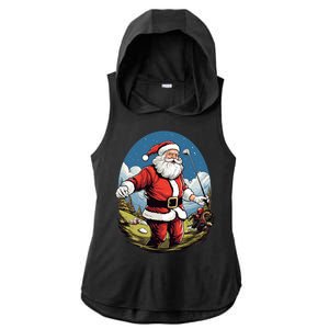 Christmas Santa Claus Golf Xmas Great Gift Ladies PosiCharge Tri-Blend Wicking Draft Hoodie Tank