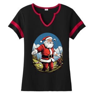 Christmas Santa Claus Golf Xmas Great Gift Ladies Halftime Notch Neck Tee