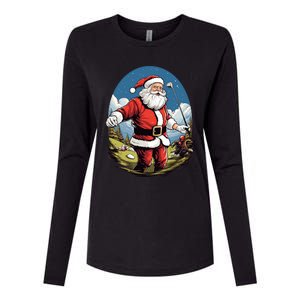 Christmas Santa Claus Golf Xmas Great Gift Womens Cotton Relaxed Long Sleeve T-Shirt