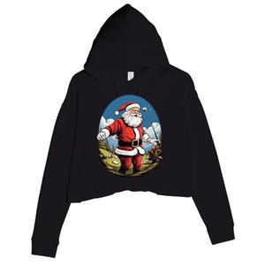 Christmas Santa Claus Golf Xmas Great Gift Crop Fleece Hoodie