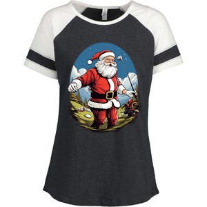 Christmas Santa Claus Golf Xmas Great Gift Enza Ladies Jersey Colorblock Tee