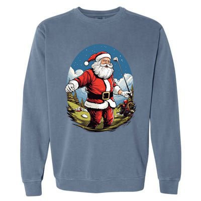 Christmas Santa Claus Golf Xmas Great Gift Garment-Dyed Sweatshirt