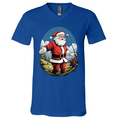 Christmas Santa Claus Golf Xmas Great Gift V-Neck T-Shirt