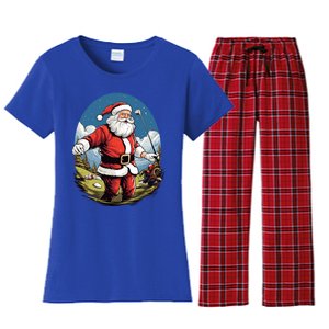 Christmas Santa Claus Golf Xmas Great Gift Women's Flannel Pajama Set