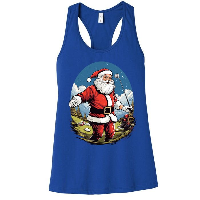 Christmas Santa Claus Golf Xmas Great Gift Women's Racerback Tank