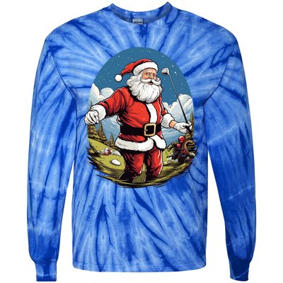 Christmas Santa Claus Golf Xmas Great Gift Tie-Dye Long Sleeve Shirt