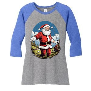 Christmas Santa Claus Golf Xmas Great Gift Women's Tri-Blend 3/4-Sleeve Raglan Shirt