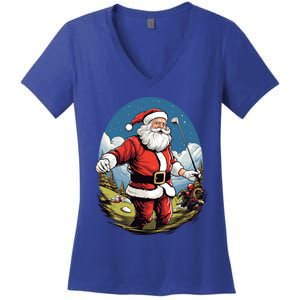 Christmas Santa Claus Golf Xmas Great Gift Women's V-Neck T-Shirt