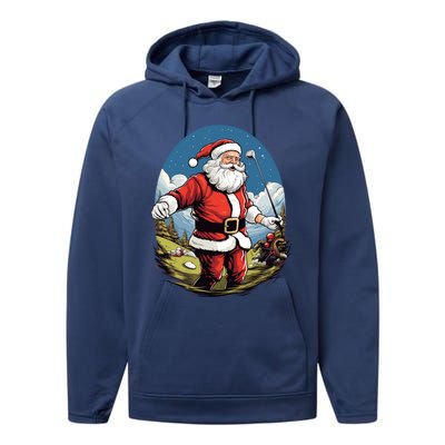 Christmas Santa Claus Golf Xmas Great Gift Performance Fleece Hoodie