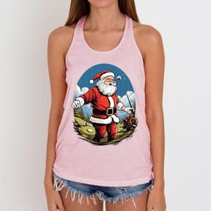 Christmas Santa Claus Golf Xmas Great Gift Women's Knotted Racerback Tank