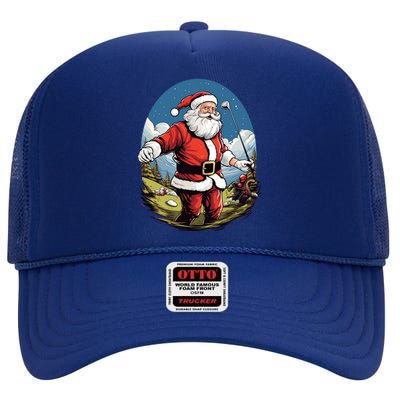 Christmas Santa Claus Golf Xmas Great Gift High Crown Mesh Back Trucker Hat