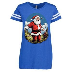 Christmas Santa Claus Golf Xmas Great Gift Enza Ladies Jersey Football T-Shirt