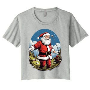 Christmas Santa Claus Golf Xmas Great Gift Women's Crop Top Tee