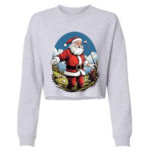 Christmas Santa Claus Golf Xmas Great Gift Cropped Pullover Crew