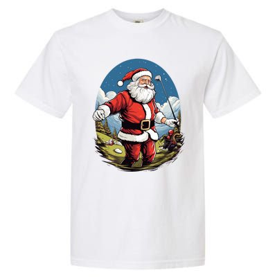 Christmas Santa Claus Golf Xmas Great Gift Garment-Dyed Heavyweight T-Shirt