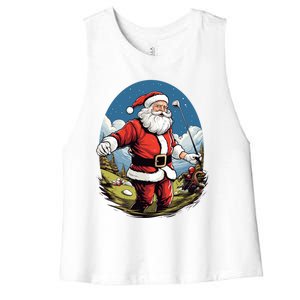 Christmas Santa Claus Golf Xmas Great Gift Women's Racerback Cropped Tank