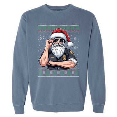 Christmas Santa Claus Police Officer Ugly Christmas Great Gift Garment-Dyed Sweatshirt