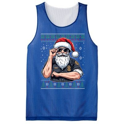 Christmas Santa Claus Police Officer Ugly Christmas Great Gift Mesh Reversible Basketball Jersey Tank