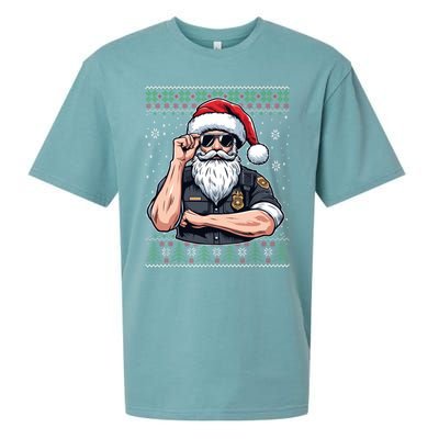 Christmas Santa Claus Police Officer Ugly Christmas Great Gift Sueded Cloud Jersey T-Shirt