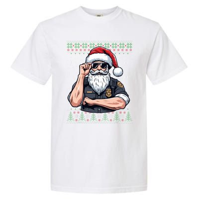 Christmas Santa Claus Police Officer Ugly Christmas Great Gift Garment-Dyed Heavyweight T-Shirt