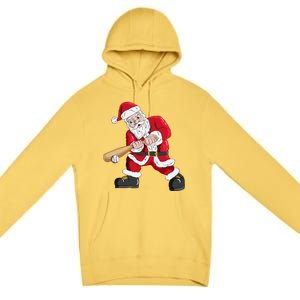 Christmas Santa Claus With Baseball Bat Baseball Premium Pullover Hoodie