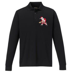 Christmas Santa Claus With Baseball Bat Baseball Performance Long Sleeve Polo