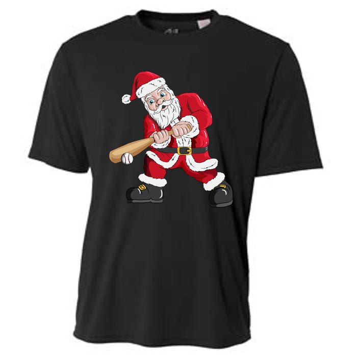 Christmas Santa Claus With Baseball Bat Baseball Cooling Performance Crew T-Shirt