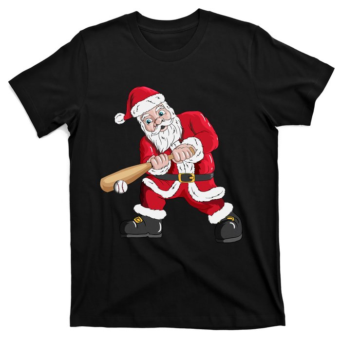 Christmas Santa Claus With Baseball Bat Baseball T-Shirt