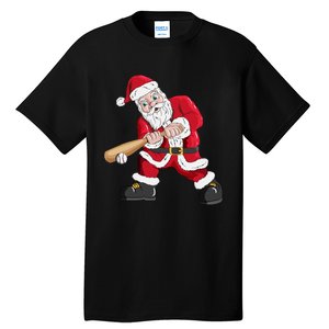 Christmas Santa Claus With Baseball Bat Baseball Tall T-Shirt