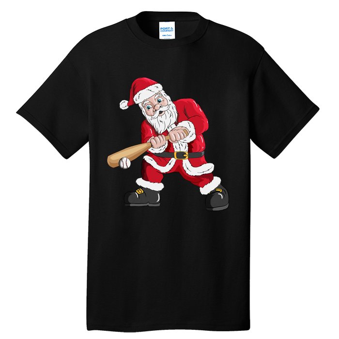 Christmas Santa Claus With Baseball Bat Baseball Tall T-Shirt