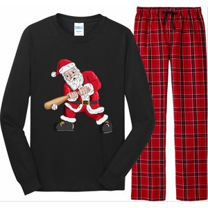 Christmas Santa Claus With Baseball Bat Baseball Long Sleeve Pajama Set