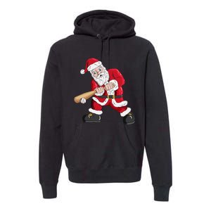 Christmas Santa Claus With Baseball Bat Baseball Premium Hoodie