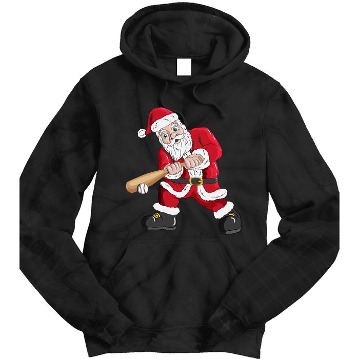 Christmas Santa Claus With Baseball Bat Baseball Tie Dye Hoodie