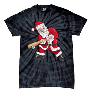 Christmas Santa Claus With Baseball Bat Baseball Tie-Dye T-Shirt