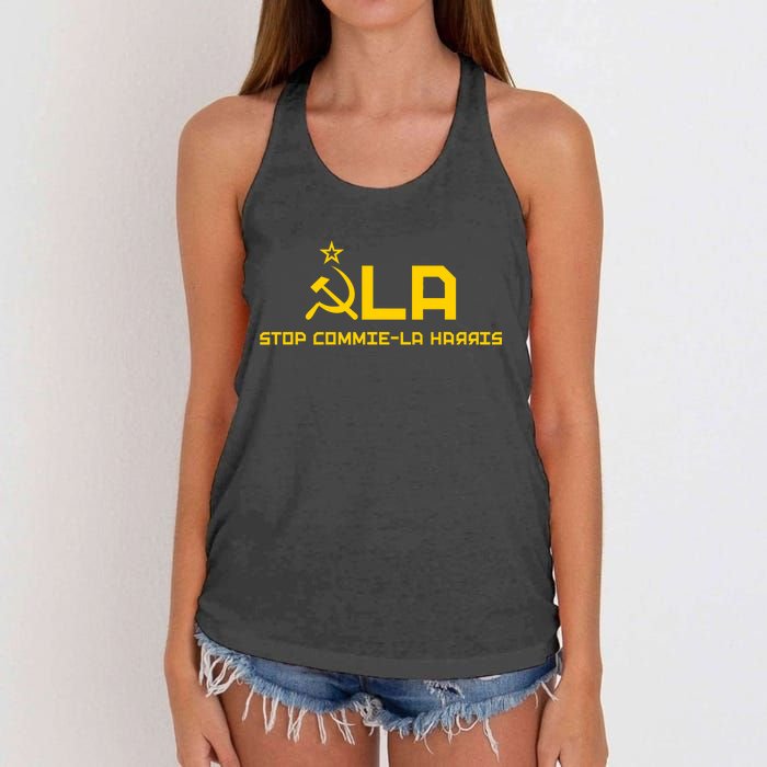 Commiela Stop Commie La Harris Stop Kamala Trump 2024 Women's Knotted Racerback Tank