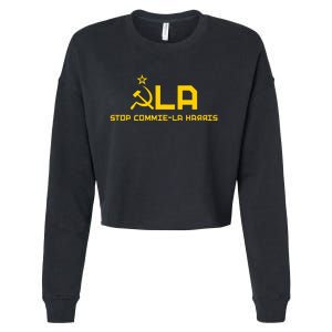 Commiela Stop Commie La Harris Stop Kamala Trump 2024 Cropped Pullover Crew