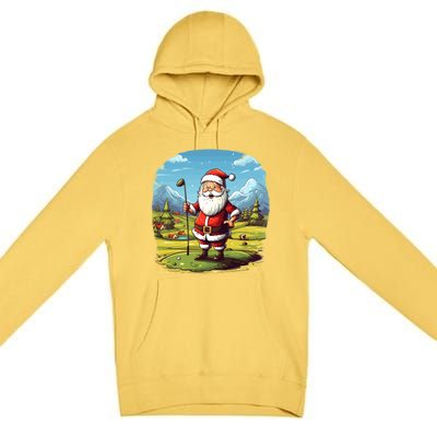 Christmas Santa Claus Golf Xmas Gift Premium Pullover Hoodie