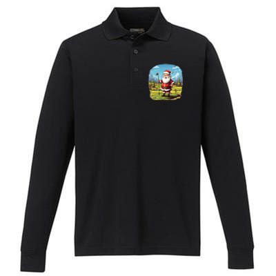 Christmas Santa Claus Golf Xmas Gift Performance Long Sleeve Polo