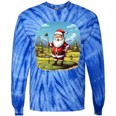 Christmas Santa Claus Golf Xmas Gift Tie-Dye Long Sleeve Shirt