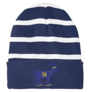 Cool Goat 30 Basketball Greatest Of All Time Striped Beanie with Solid Band