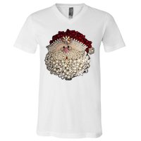 Christmas Santa Claus Jewel Art V-Neck T-Shirt