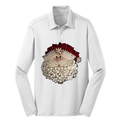 Christmas Santa Claus Jewel Art Silk Touch Performance Long Sleeve Polo